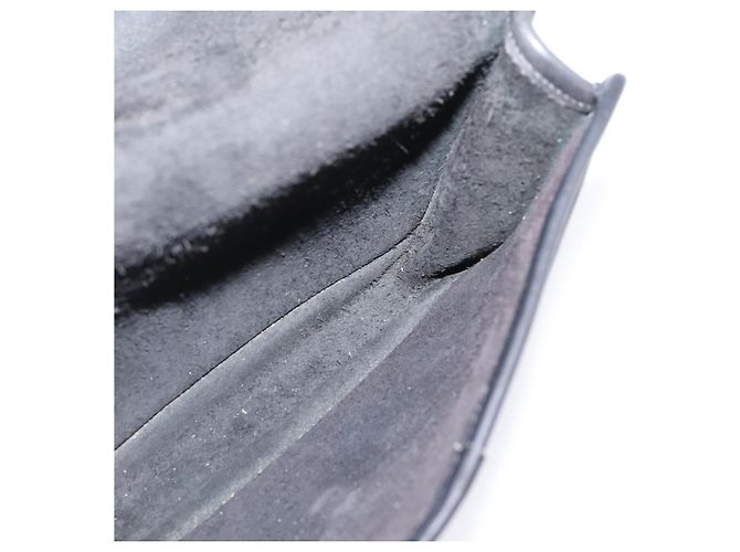 Borsa Clutch Coach in Pelle Nera Tono Oro Auth 207714 Nero - vista 18