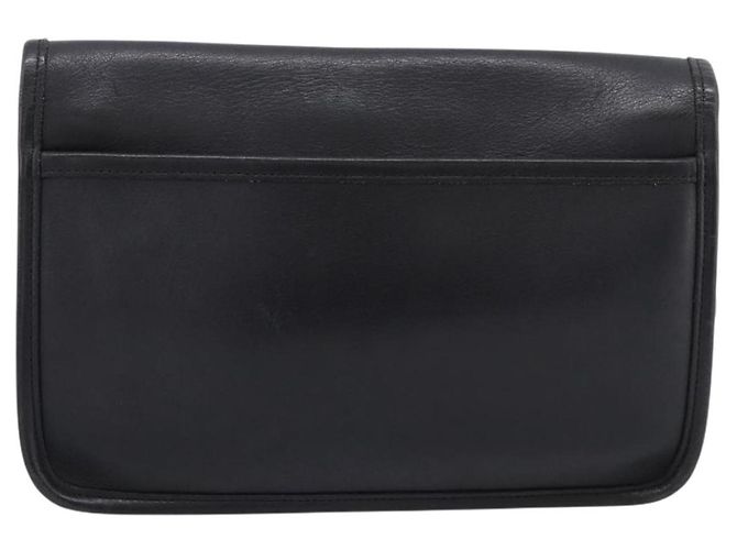 Borsa Clutch Coach in Pelle Nera Tono Oro Auth 207714 Nero - vista 2