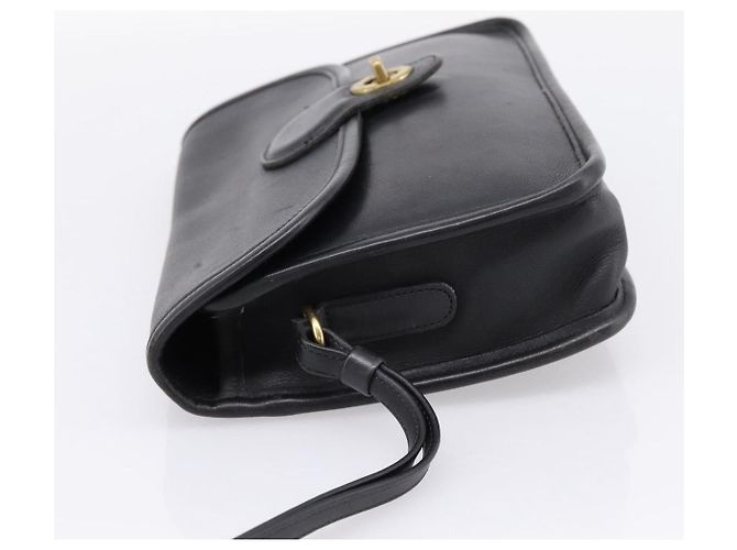Borsa Clutch Coach in Pelle Nera Tono Oro Auth 207714 Nero - vista 3