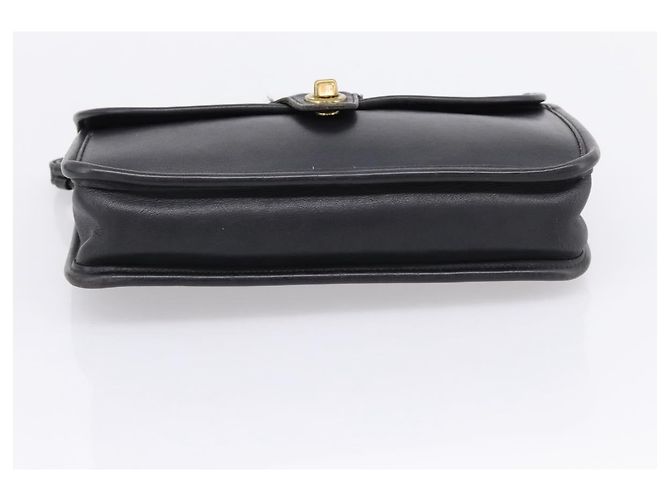 Borsa Clutch Coach in Pelle Nera Tono Oro Auth 207714 Nero - vista 6