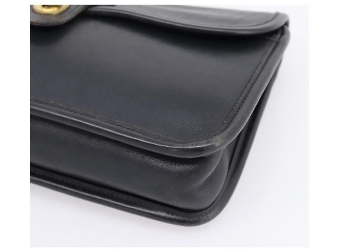 Borsa Clutch Coach in Pelle Nera Tono Oro Auth 207714 Nero - vista 7