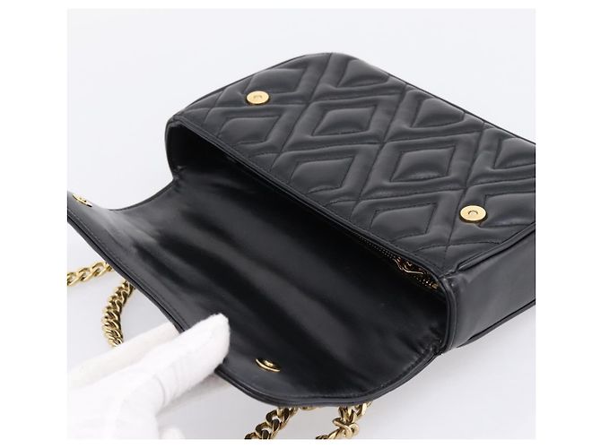 Bolsa de Ombro com Corrente Miu Miu Couro Preto Dourado Auth 207621SAM - vista 10