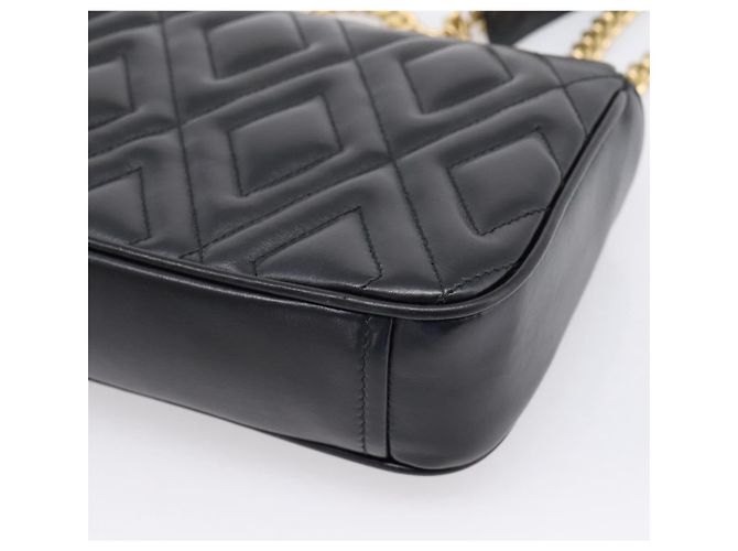 Bolsa de Ombro com Corrente Miu Miu Couro Preto Dourado Auth 207621SAM - vista 15