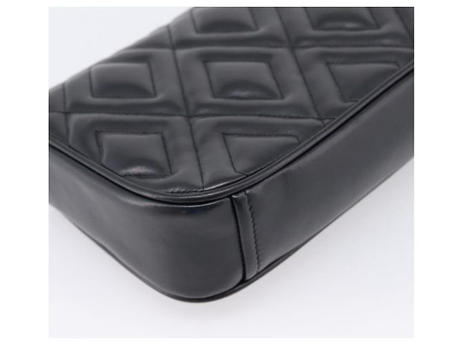 Bolsa de Ombro com Corrente Miu Miu Couro Preto Dourado Auth 207621SAM - vista 16