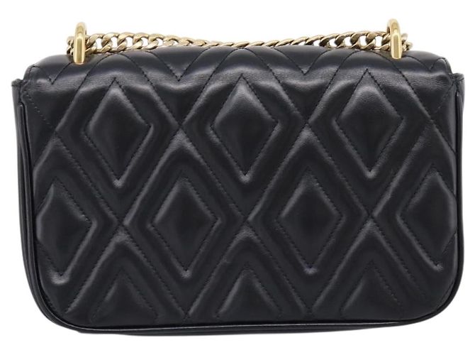Bolsa de Ombro com Corrente Miu Miu Couro Preto Dourado Auth 207621SAM - vista 2