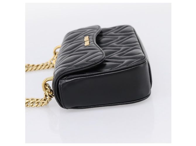 Bolsa de Ombro com Corrente Miu Miu Couro Preto Dourado Auth 207621SAM - vista 3