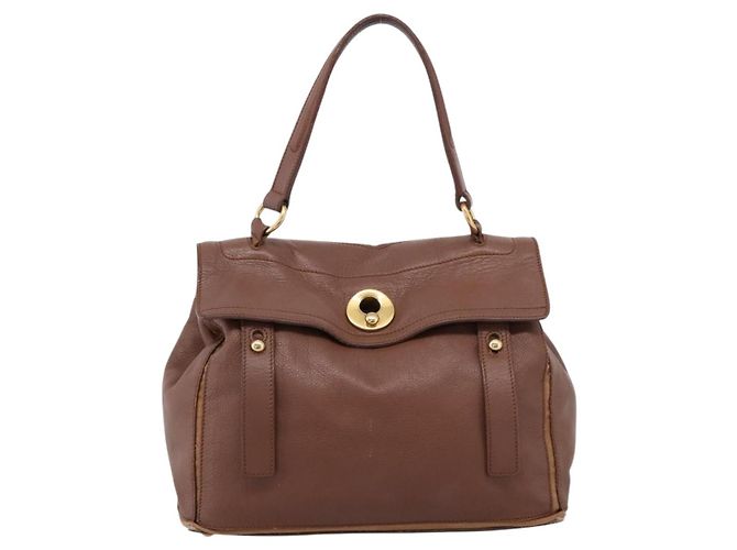 Autre Marque Borsa a mano Saint Laurent Muse toe in pelle marrone e oro autentica am12717A D'oro - vista 13