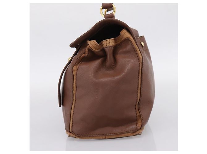 Autre Marque Borsa a mano Saint Laurent Muse toe in pelle marrone e oro autentica am12717A D'oro - vista 4