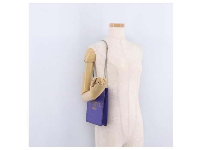 Borsa a tracolla CHANEL Hologram Chain in vinile viola argento CC Auth 207620A - vista 22