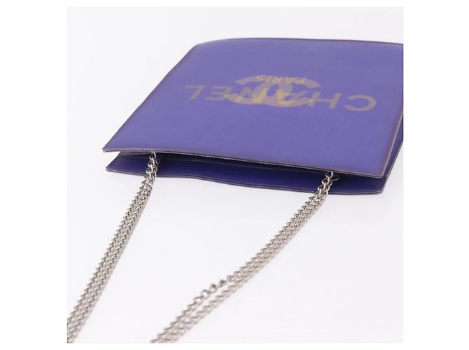 Borsa a tracolla CHANEL Hologram Chain in vinile viola argento CC Auth 207620A - vista 7