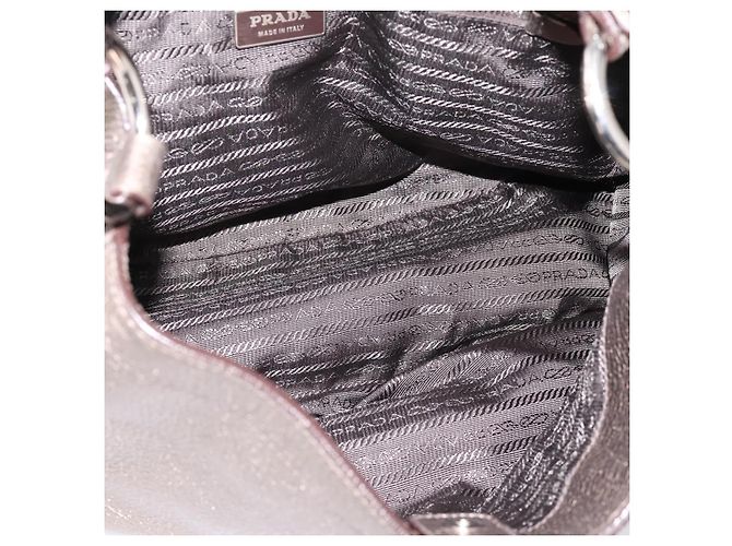PRADA Schultertasche aus Leder Silber BR3353 Auth am12759V - Ansicht 11