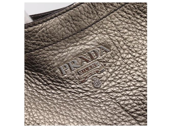 PRADA Schultertasche aus Leder Silber BR3353 Auth am12759V - Ansicht 17