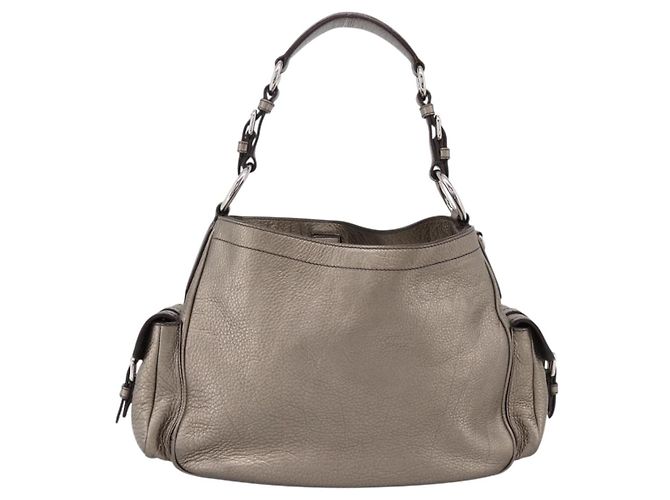 PRADA Schultertasche aus Leder Silber BR3353 Auth am12759V - Ansicht 2