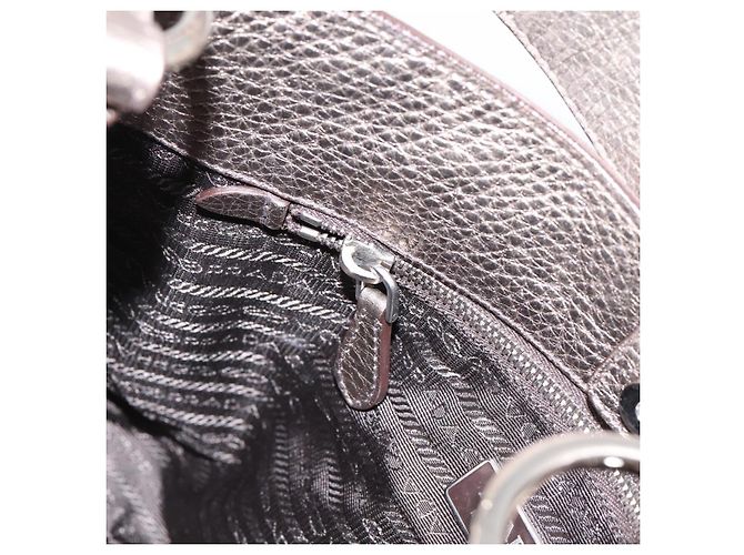 PRADA Schultertasche aus Leder Silber BR3353 Auth am12759V - Ansicht 21