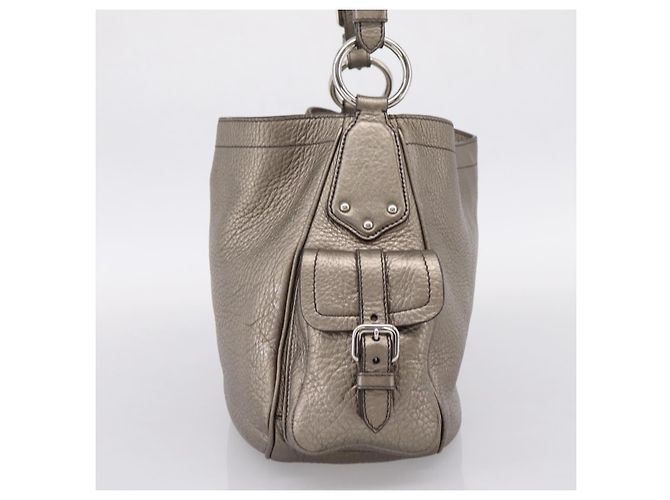 PRADA Schultertasche aus Leder Silber BR3353 Auth am12759V - Ansicht 4