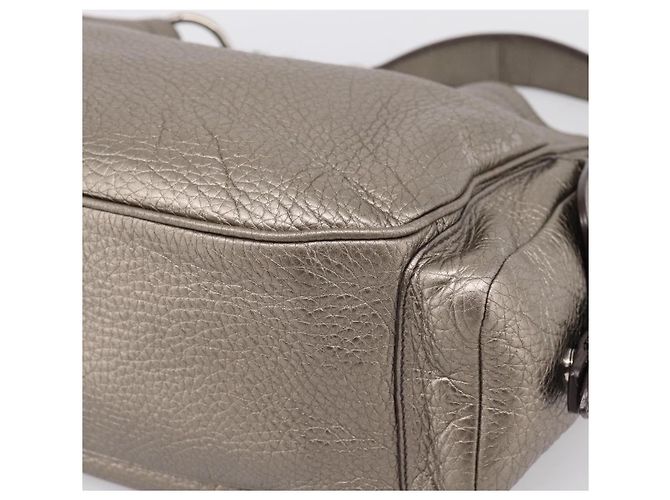 PRADA Schultertasche aus Leder Silber BR3353 Auth am12759V - Ansicht 9