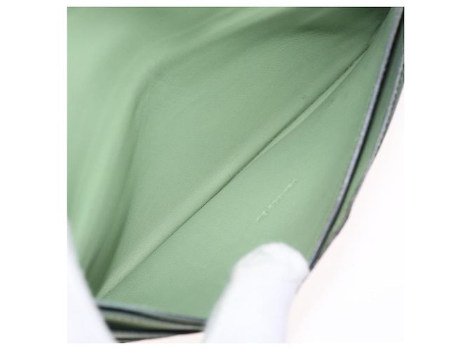 Hermès Portafoglio Lungo HERMES Dogon in Pelle Verde Argento Auth 206778M - vista 19