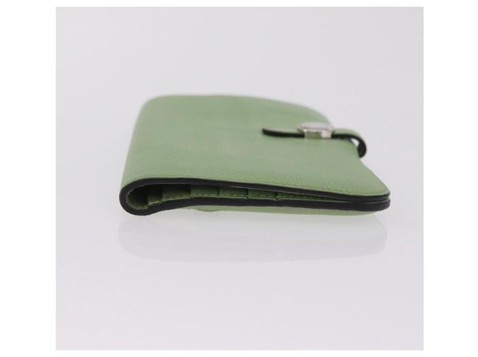 Hermès Portafoglio Lungo HERMES Dogon in Pelle Verde Argento Auth 206778M - vista 4
