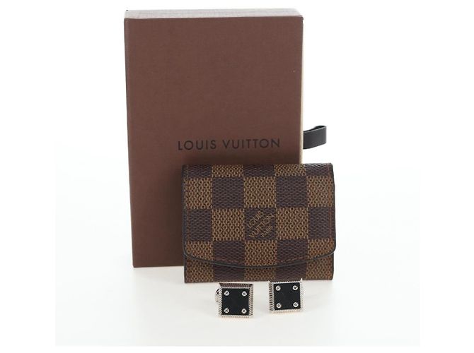 LOUIS VUITTON Damier Ebene Gemelos Silver Auth 206661V Plata - vista 12