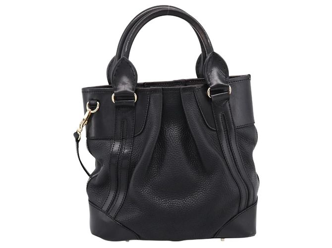 Borsa a mano BURBERRY in pelle 2way Nera Tono Oro Auth BA16124A Nero - vista 2