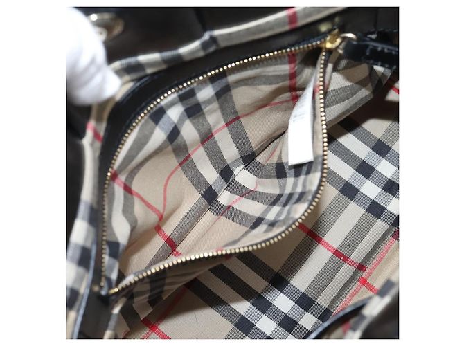 Borsa a mano BURBERRY in pelle 2way Nera Tono Oro Auth BA16124A Nero - vista 23