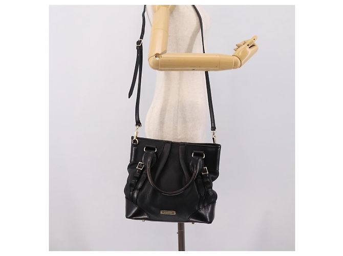 Borsa a mano BURBERRY in pelle 2way Nera Tono Oro Auth BA16124A Nero - vista 24