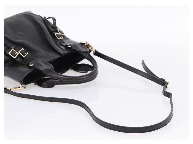 Borsa a mano BURBERRY in pelle 2way Nera Tono Oro Auth BA16124A Nero - vista 8