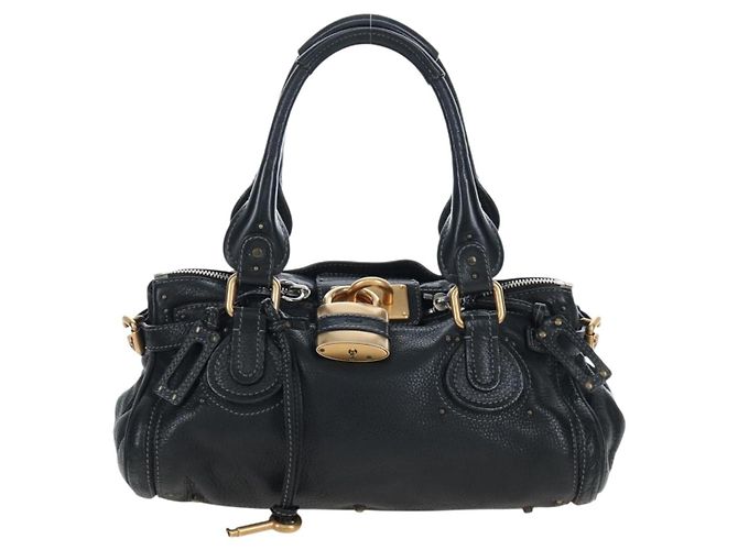 Chloé Bolso Chloe Paddington de cuero negro oro plata Auth BA16003V Dorado - vista 13