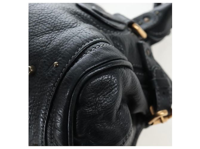 Chloé Bolso Chloe Paddington de cuero negro oro plata Auth BA16003V Dorado - vista 18