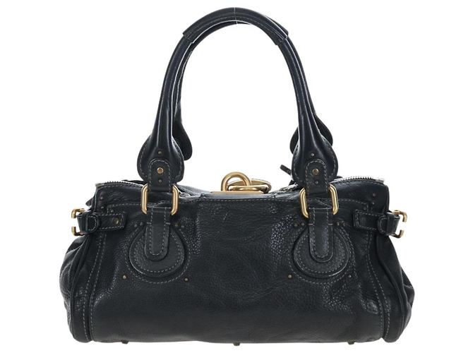 Chloé Bolso Chloe Paddington de cuero negro oro plata Auth BA16003V Dorado - vista 2