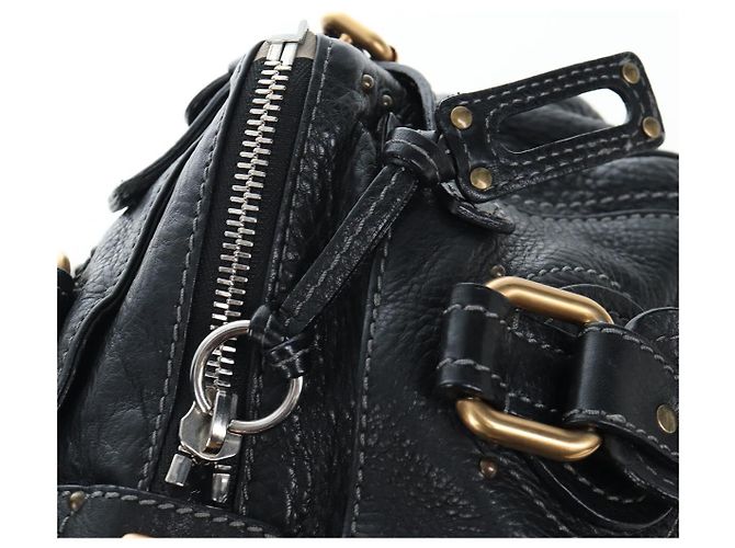 Chloé Bolso Chloe Paddington de cuero negro oro plata Auth BA16003V Dorado - vista 20