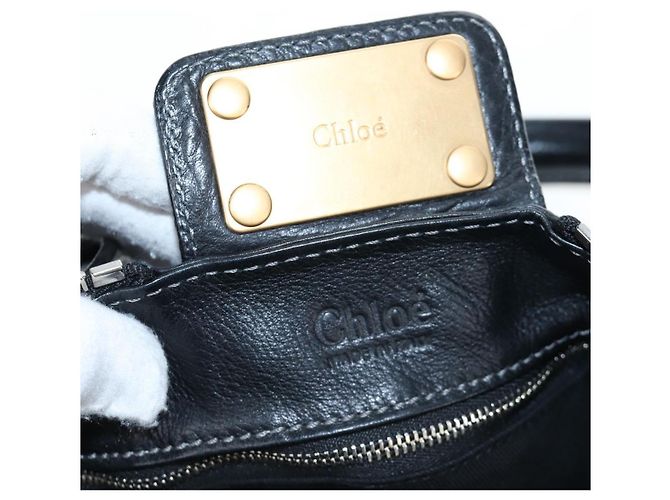 Chloé Bolso Chloe Paddington de cuero negro oro plata Auth BA16003V Dorado - vista 21