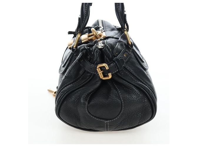 Chloé Bolso Chloe Paddington de cuero negro oro plata Auth BA16003V Dorado - vista 3
