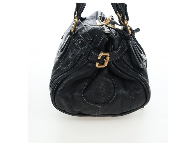 Chloé Bolso Chloe Paddington de cuero negro oro plata Auth BA16003V Dorado - vista 4
