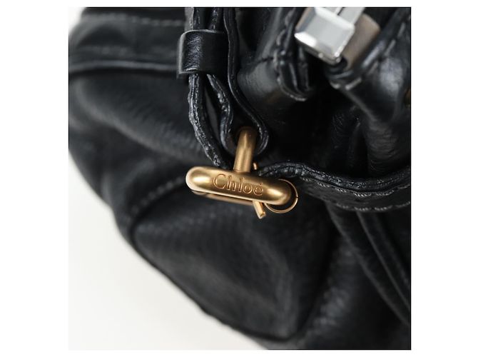 Chloé Bolso Chloe Paddington de cuero negro oro plata Auth BA16003V Dorado - vista 9