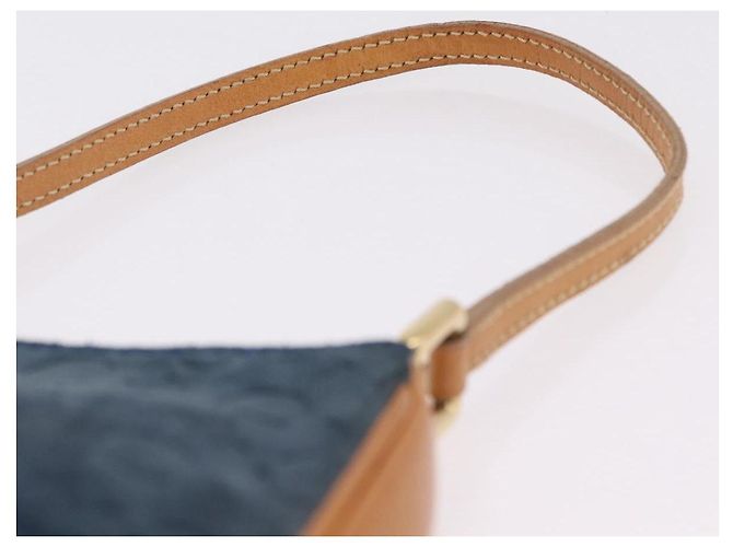 Céline Bolsa de mão CELINE C Macadam Suede Blue Gold Tone Auth ka6473A Azul - vista 14