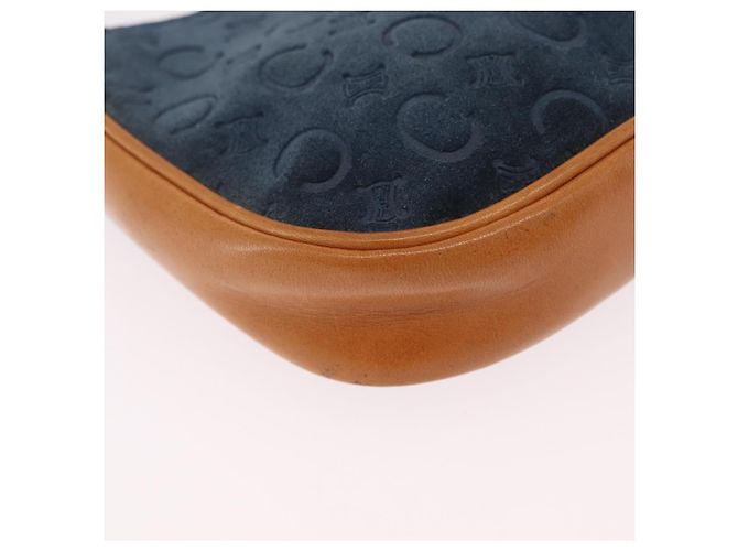 Céline Bolsa de mão CELINE C Macadam Suede Blue Gold Tone Auth ka6473A Azul - vista 15