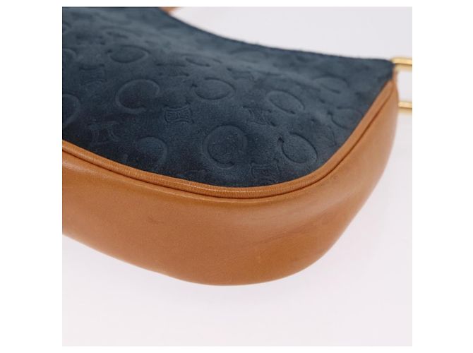 Céline Bolsa de mão CELINE C Macadam Suede Blue Gold Tone Auth ka6473A Azul - vista 16