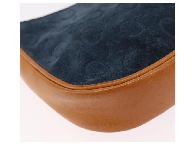 Céline Bolsa de mão CELINE C Macadam Suede Blue Gold Tone Auth ka6473A Azul - vista 17