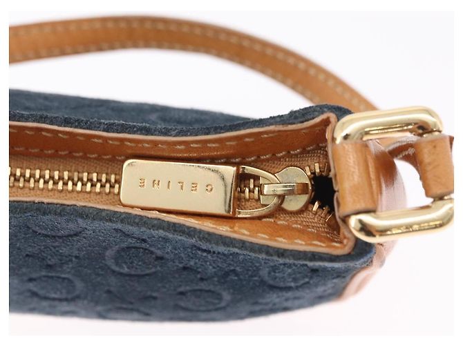Céline Bolsa de mão CELINE C Macadam Suede Blue Gold Tone Auth ka6473A Azul - vista 19