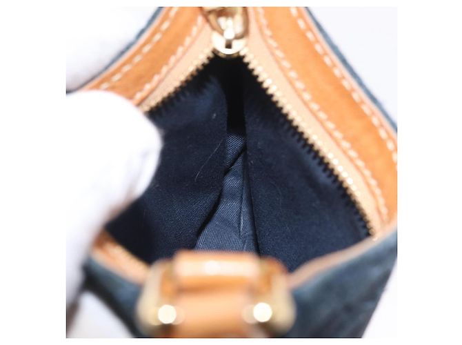 Céline Bolsa de mão CELINE C Macadam Suede Blue Gold Tone Auth ka6473A Azul - vista 21