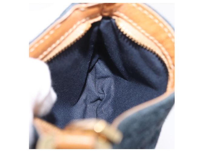Céline Bolsa de mão CELINE C Macadam Suede Blue Gold Tone Auth ka6473A Azul - vista 22