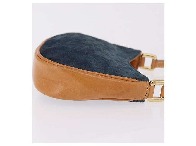 Céline Bolsa de mão CELINE C Macadam Suede Blue Gold Tone Auth ka6473A Azul - vista 3
