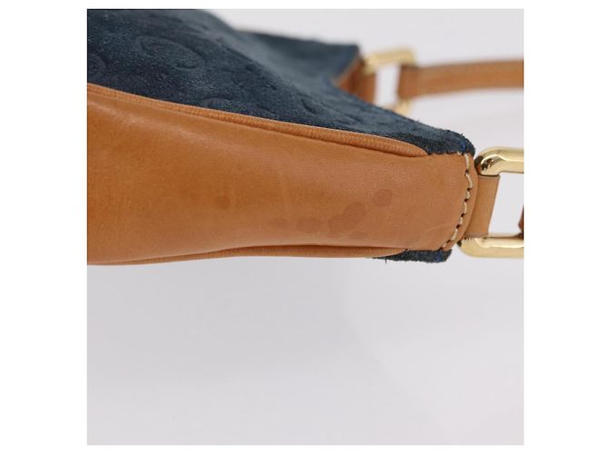 Céline Bolsa de mão CELINE C Macadam Suede Blue Gold Tone Auth ka6473A Azul - vista 4