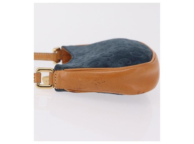 Céline Bolsa de mão CELINE C Macadam Suede Blue Gold Tone Auth ka6473A Azul - vista 5