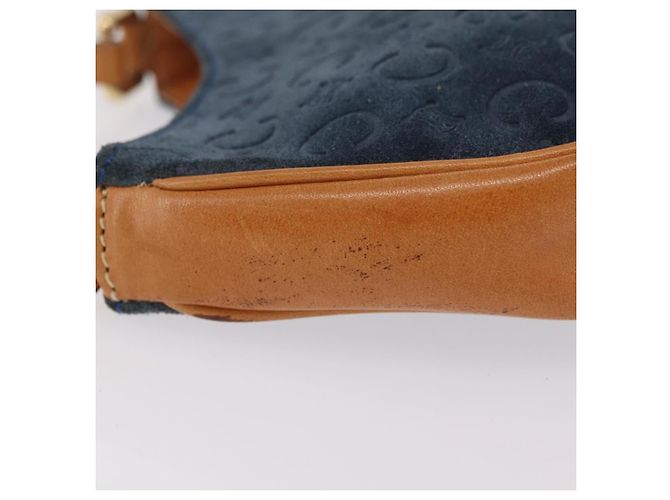 Céline Bolsa de mão CELINE C Macadam Suede Blue Gold Tone Auth ka6473A Azul - vista 6