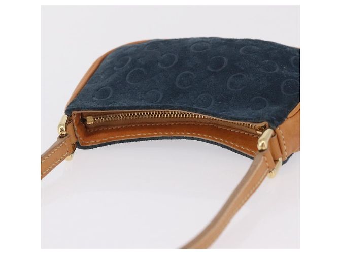 Céline Bolsa de mão CELINE C Macadam Suede Blue Gold Tone Auth ka6473A Azul - vista 8