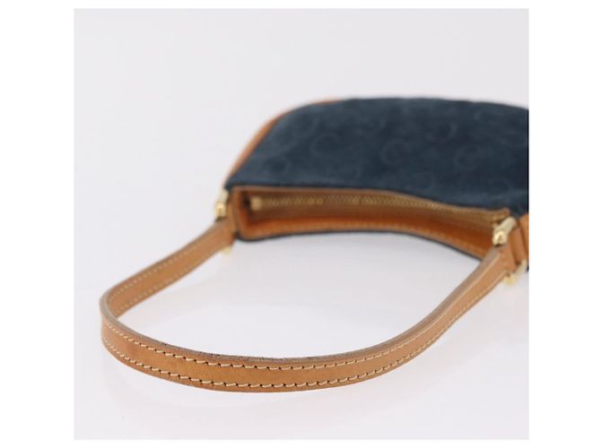 Céline Bolsa de mão CELINE C Macadam Suede Blue Gold Tone Auth ka6473A Azul - vista 9