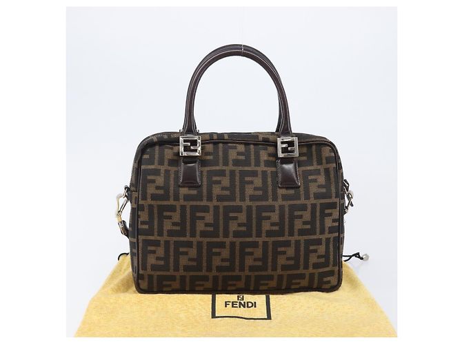 FENDI Zucca Canvas Handtasche 2way Schwarz Braun Auth 206742V - Ansicht 12