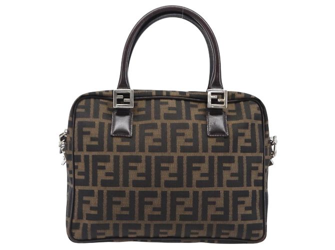 FENDI Zucca Canvas Handtasche 2way Schwarz Braun Auth 206742V - Ansicht 13